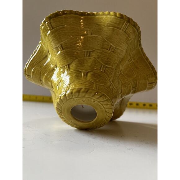 Vintage Ceramic Basket Yellow Weave With Handle Easter 1978 Nowells - Picture 12 of 16